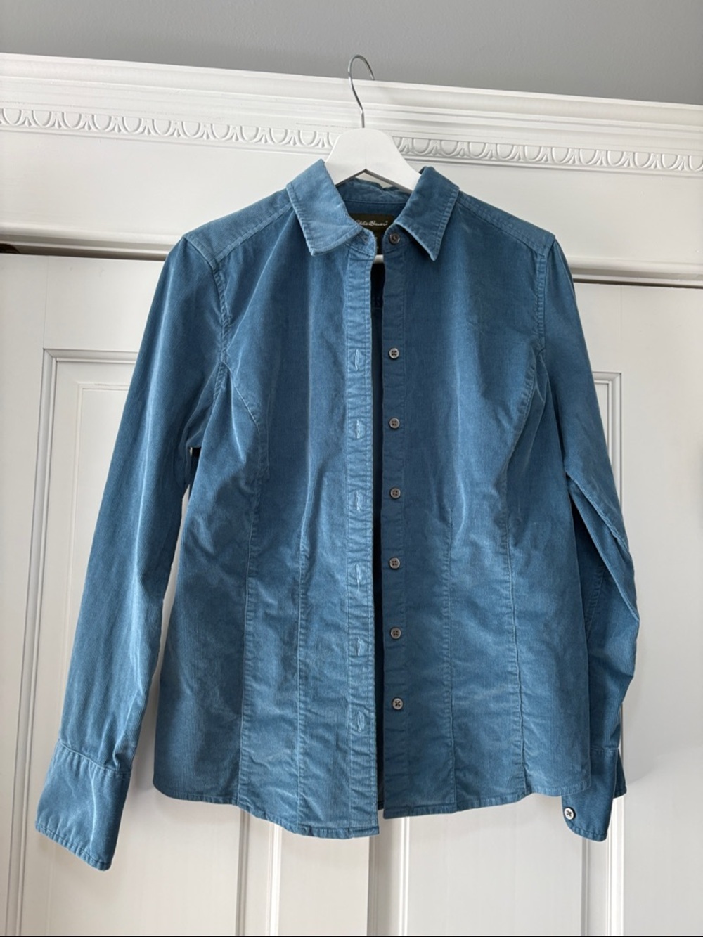 Vintage Eddie Bauer Light Blue Corduroy Button-Down Shirt Medium